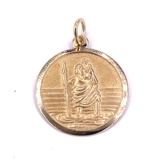 Unisex 9ct Yellow Gold St Christopher Pendant -2.6g