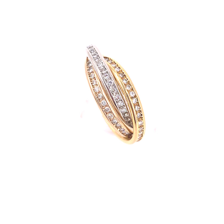 Women’s 18ct Tri Gold Russian Wedding Band - 1.5ct