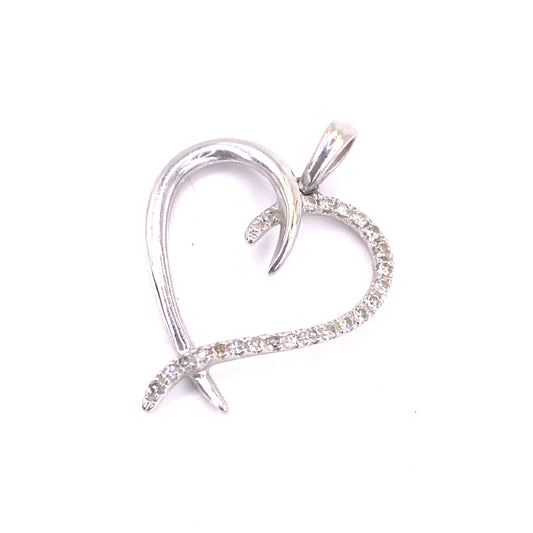 Women’s 9ct White Gold Diamond Heart Pendant - 0.10ct 1.2g