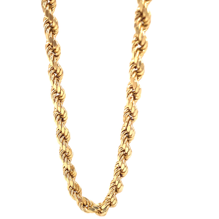 Men’s 9ct Yellow Gold Hollow Rope Chain - 16.5g 22”