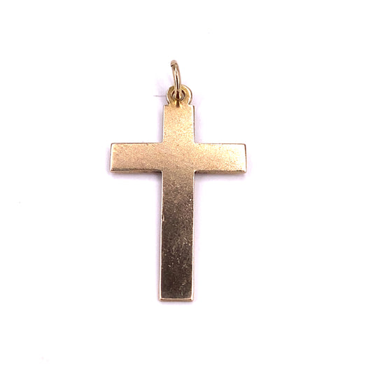 Unisex 9ct Yellow Gold Cross Pendant-1.5g