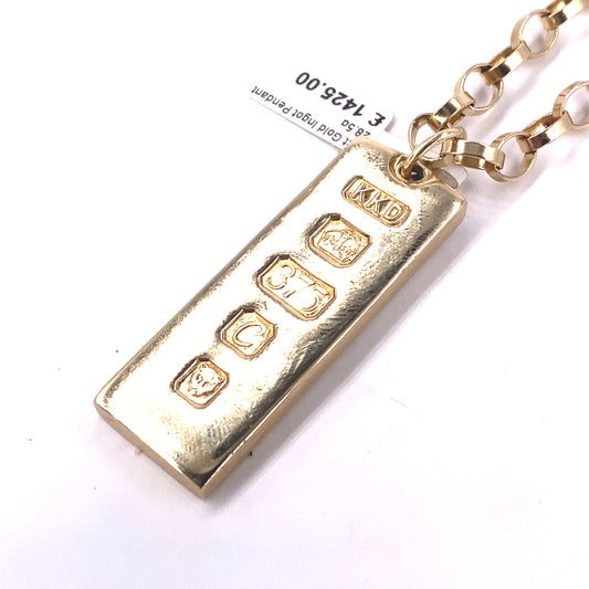 Unisex 9ct Yellow Gold Ingot Pendant - 28.5g