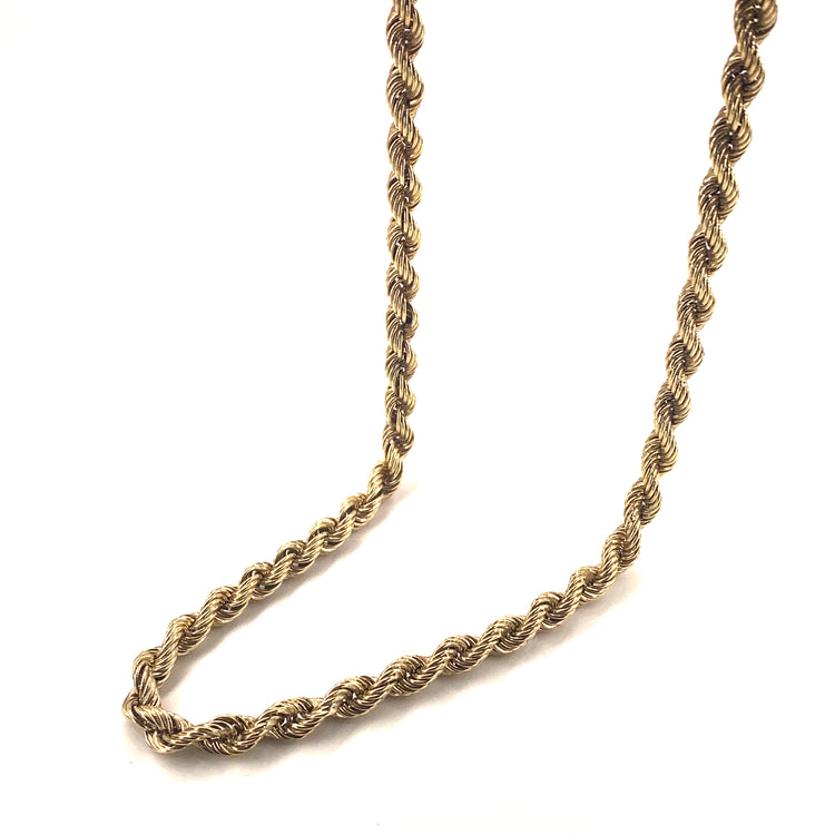 Men’s 9ct Yellow Gold Hollow Rope Chains - 10.7g 20”