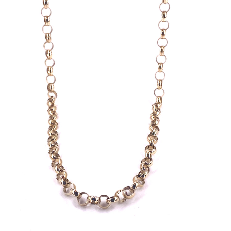 Unisex 9ct Yellow Gold Belcher Chain - 15.8g 22”