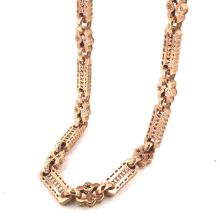 Unisex 9ct Rose Gold Double Albert Star And Bar Chain - 48.1g