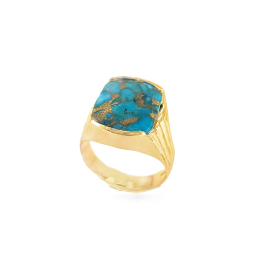 Men’s 14ct Yellow Gold Turquoise Ring - U1/2 10g
