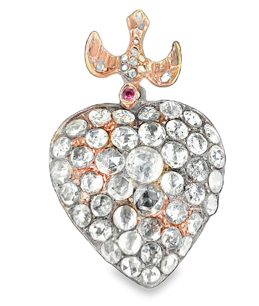 Women’s 15ct Rose Gold Miners Cut Diamond Heart Pendant - 5cts 15g
