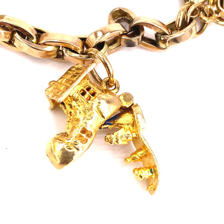 Women’s 9ct Yellow Gold Charm Bracelet -39.5g