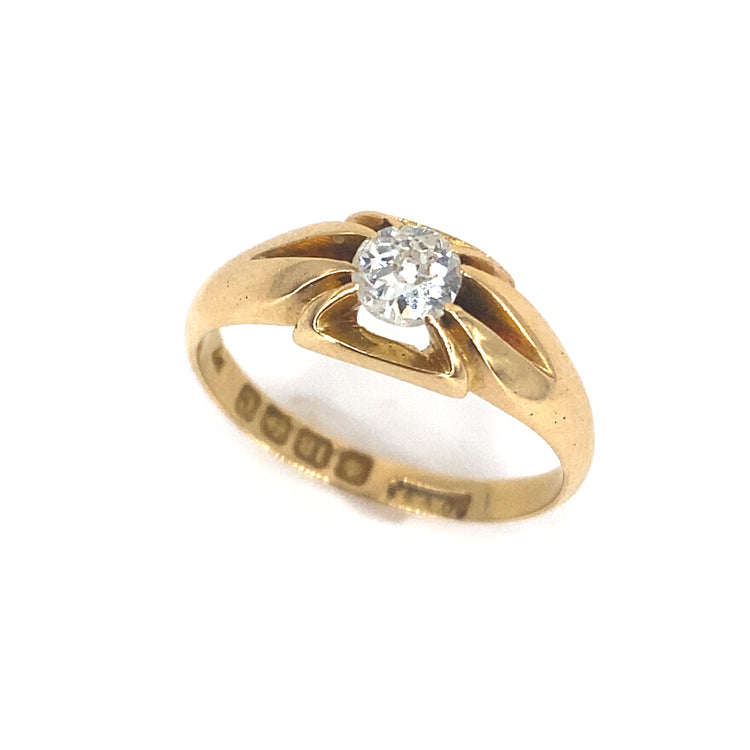 Men’s 18ct Yellow Gold Vintage Diamond Solitaire Ring