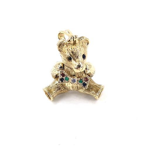 Women’s 9ct Yellow Gold Articulated Teddy Bear Pendant - 15g