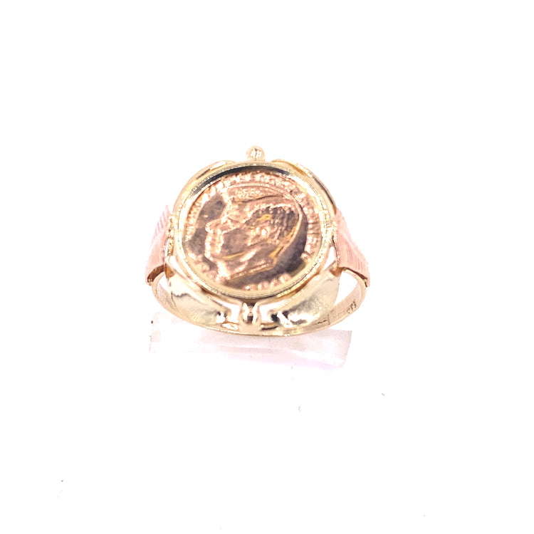 Women’s 14ct Yellow Gold Kennedy Head Cast Coin Ring - 2.1g