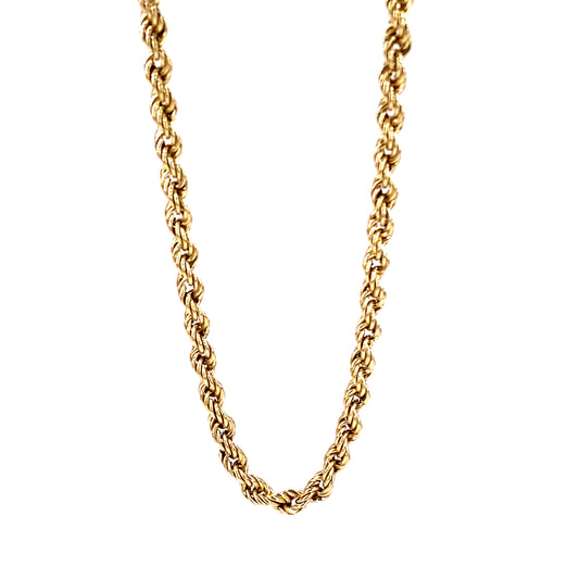 Men’s 9ct Yellow Gold Hollow Rope Chain - 18” 6.5g