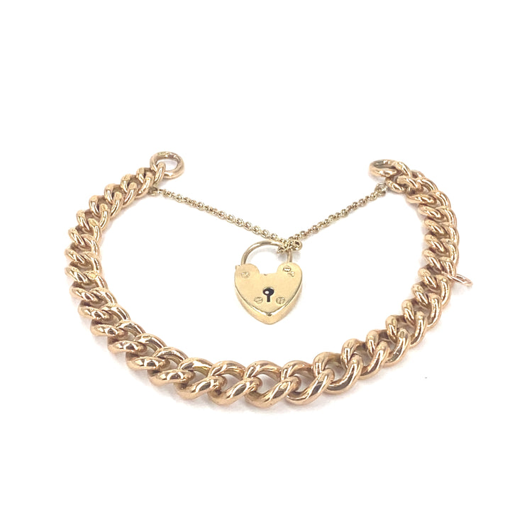 Women’s 9ct Rose Gold Round Curb Link Bracelet - 37.9g