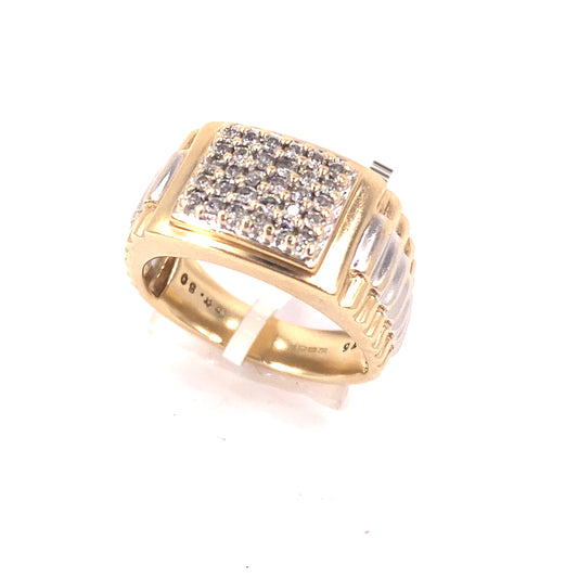 Men’s 9ct Yellow Gold Diamond Watch Link Ring - 0.50ct Size V 8.9g