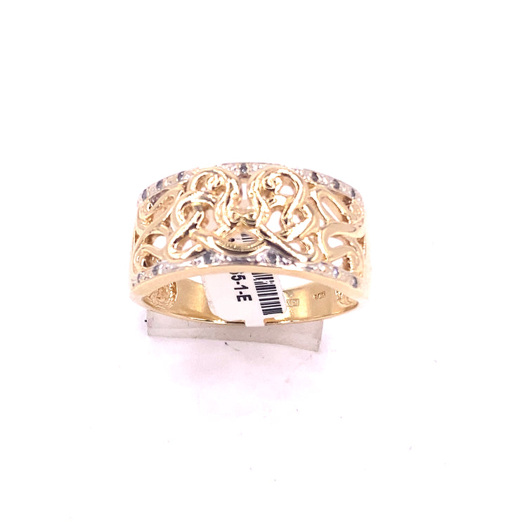 Men’s 9ct Yellow Gold Dimaond Celtic Ring - Size Y 7.3G