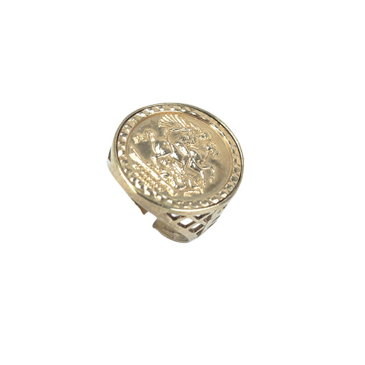 Men’s 9ct Yellow Gold St George Ring - 3.6g
