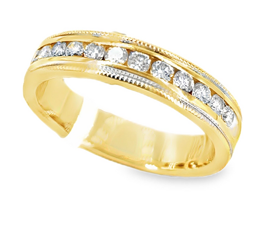 Men’s 18ct Yellow & White Gold Diamond Half Eternity Ring - 0.60ct 6g