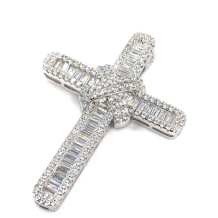 Women’s 925 Sterling Silver Cross Pendant - CZ Set Medium