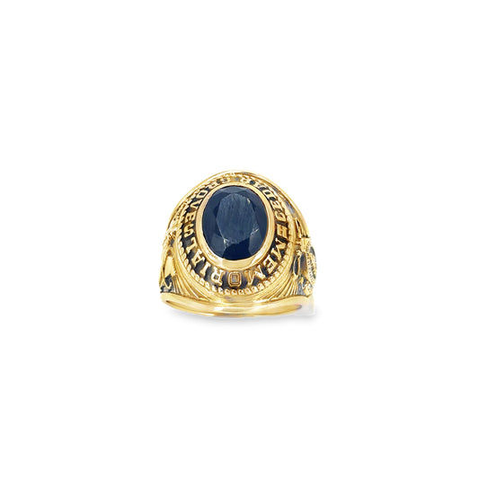 Men’s 10k Yellow Gold 1964 | Cedar Groves Memorial | Black Stone Set American College Ring - 9.6g  N
