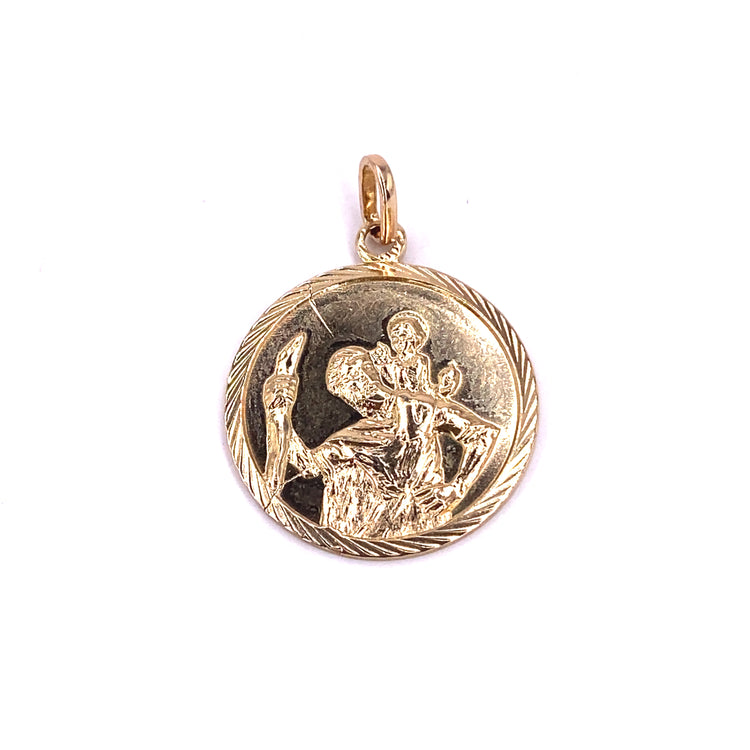 Unisex 9ct Yellow Gold St Christopher Pendant -2.9g