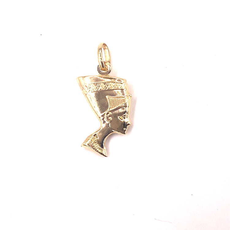 Unisex 9ct Yellow a gold Hollow Nefertiti Head Pendant - 1.9g