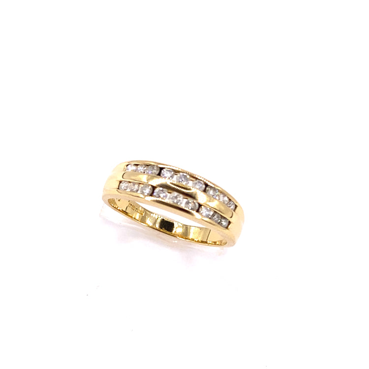 Women’s 18ct Yellow Gold Diamond Double Row Half Eternity Ring - 4.4g 0.90ct