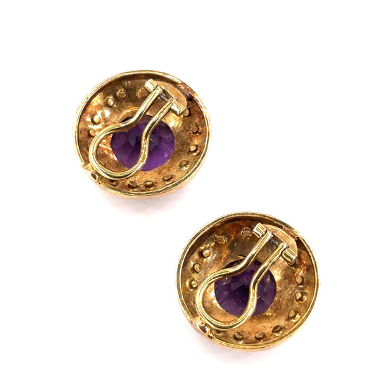 Women’s 9ct Yellow Gold Amethyst Pearl Clip On Earrings - 10g