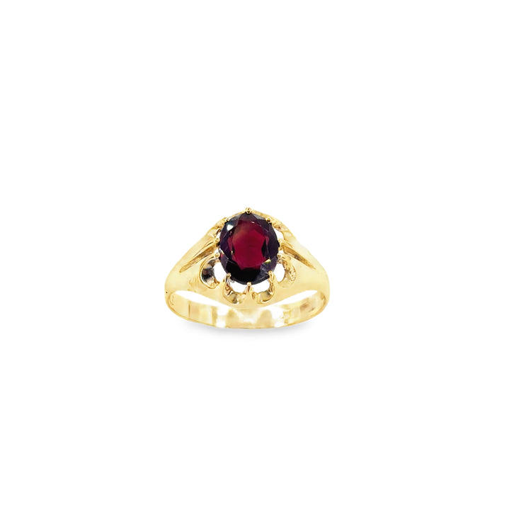 Men’s 9ct Yellow Gold Garnet  Ring - 2.8g