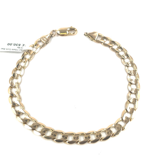 Men’s 9ct Yellow Gold Curb Bracelet - 8” 10.8g