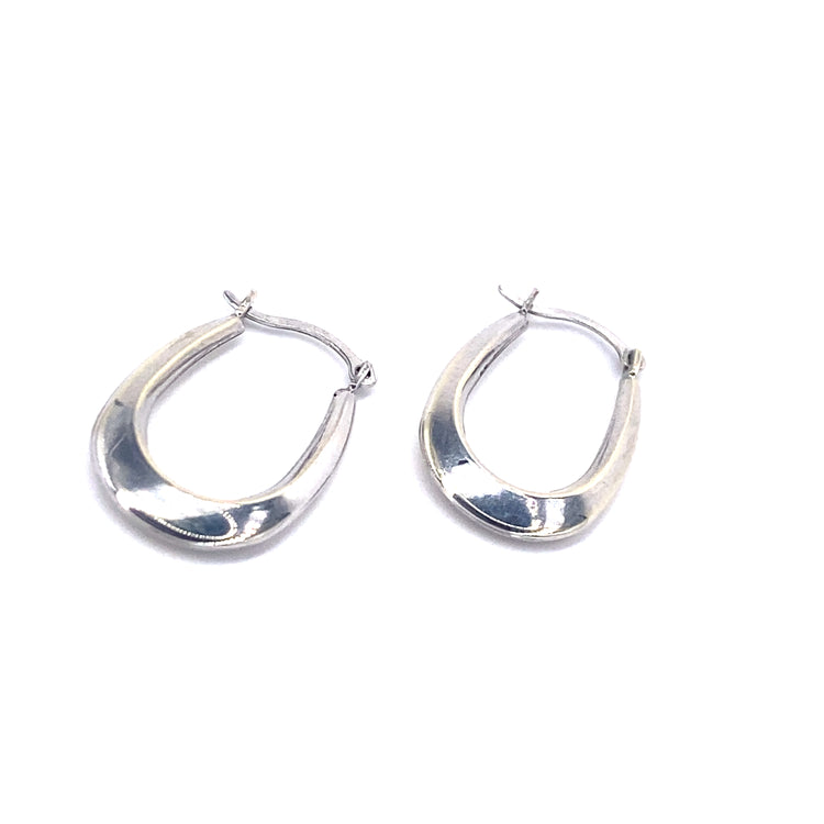 Women’s 9ct White Gold Plain Creole Hoops