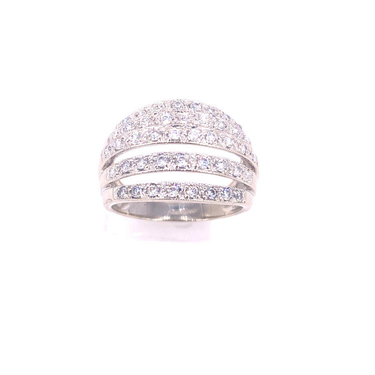 Women’s 14ct White Gold Cz Ring - 6.8g