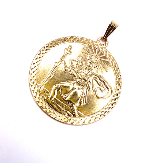 Unisex 9ct Yellow Gold  St Christopher Pendant - 3.7g