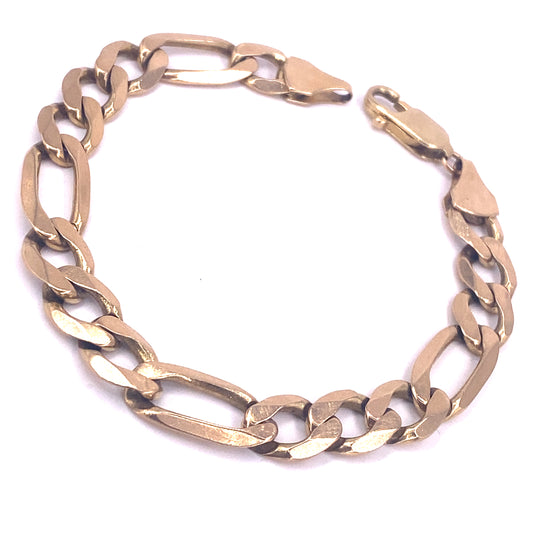 Men’s 9ct Yellow Gold Figaro Bracelet 17.3g 8”