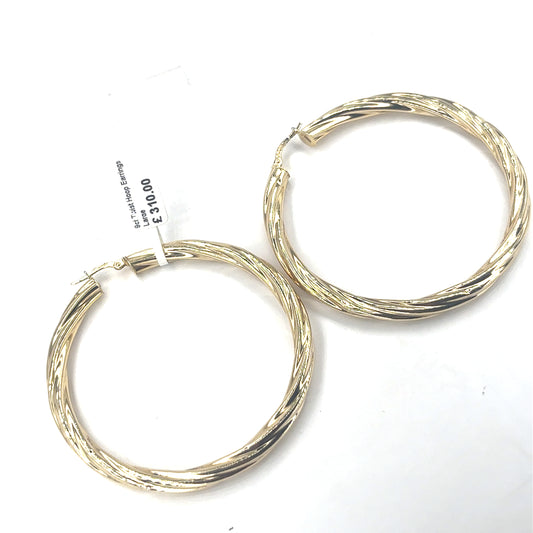 Women’s 9ct Yellow Gold Twist Hoop Earrings - 6g
