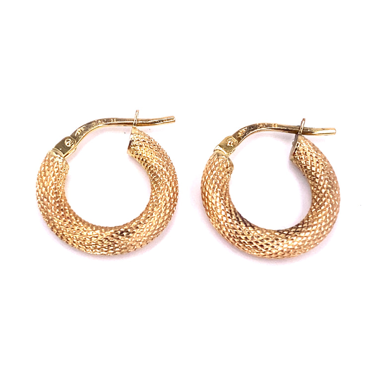 Women’s 9ct Yellow Gold Brushed Finish Hoops - 1g