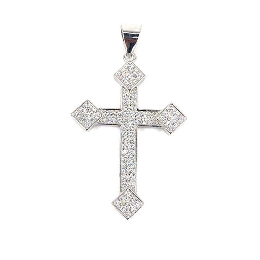 Women’s 925 Sterling Silver Cross Pendant - Micro Pave CZ Set Medium