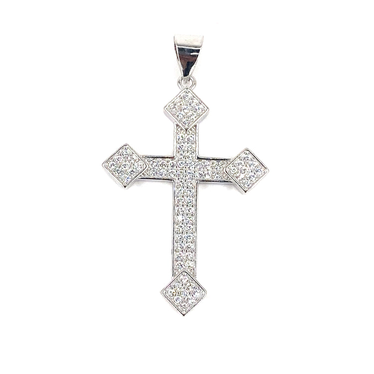 Women’s 925 Sterling Silver Cross Pendant - Micro Pave CZ Set Medium