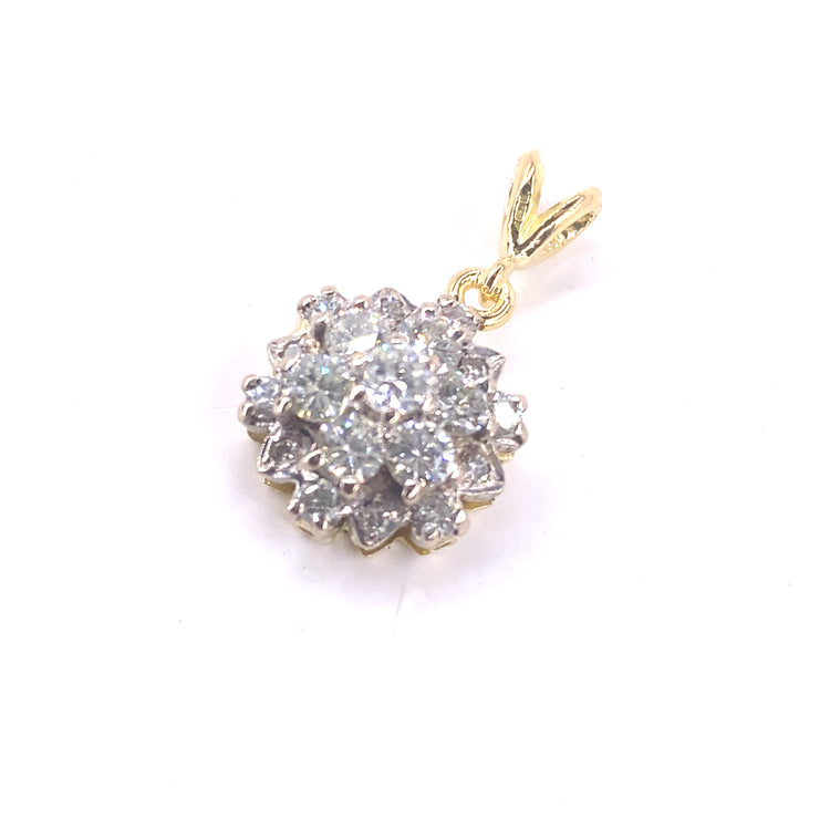 Women’s 18ct Yellow Gold Diamond Star Cluster Pendant - 3.7g 0.70ct