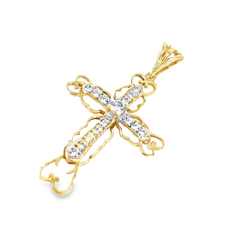 Women’s 9ct Yellow Gold Cz Cross -3G 5cm