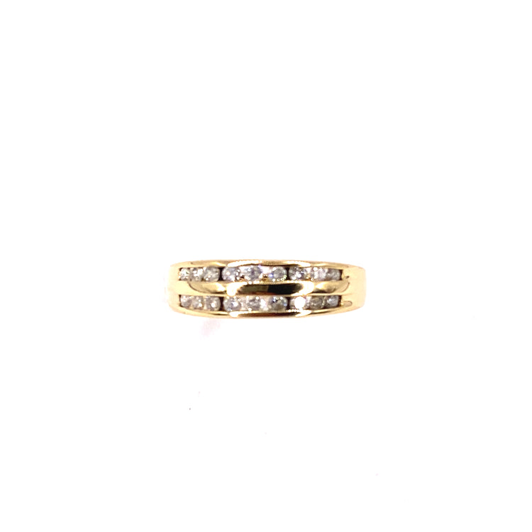 Women’s 18ct Yellow Gold Diamond Double Row Half Eternity Ring - 4.4g 0.90ct