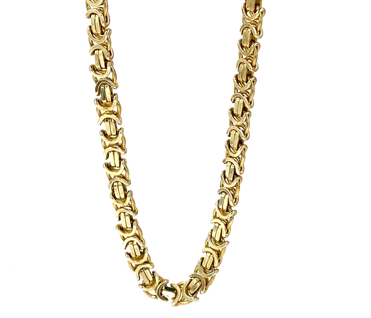 Men’s 9ct Yellow gold Flat Byzantine Chain - 42.8g 22”