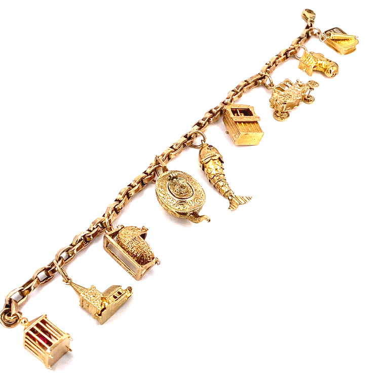 Women’s 9ct Yellow Gold Charm Bracelet -39.5g