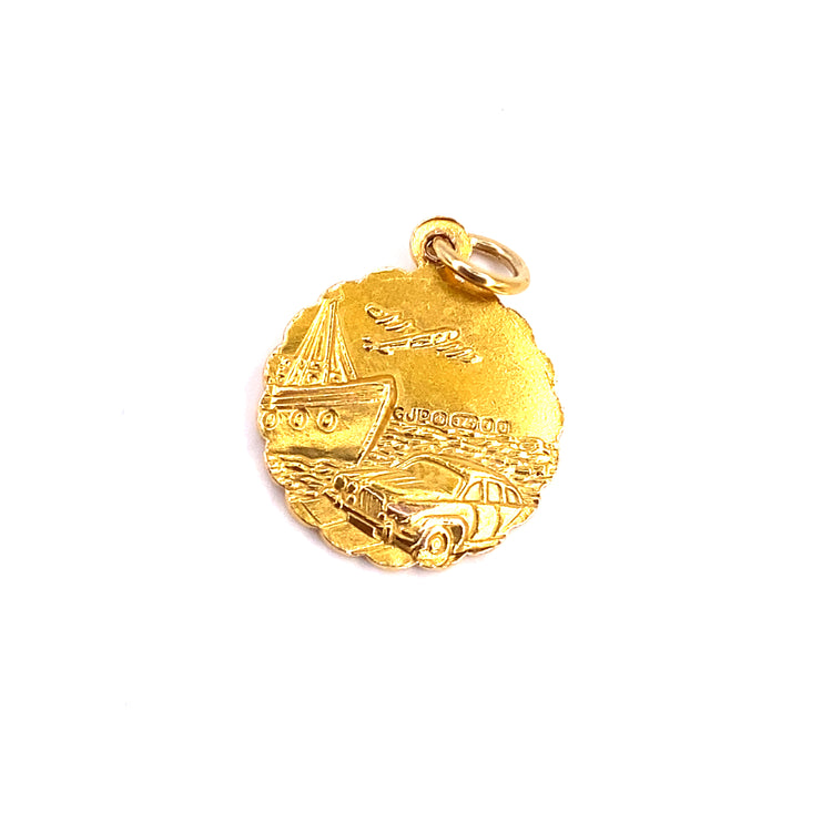 Unisex 9ct Yellow Gold St Christopher Pendant -2.4g