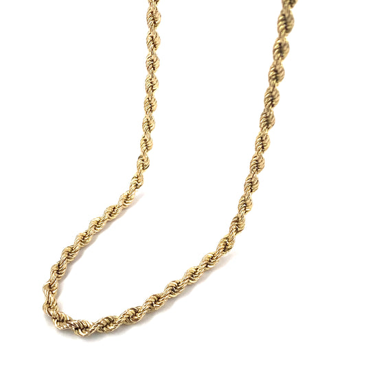 Women’s 9ct Yellow Gold Rope Chain - 3.9g 16”