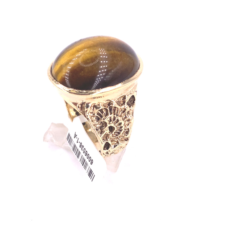 Mens 9ct Yellow Gold Vintage Tiger Eye Ring