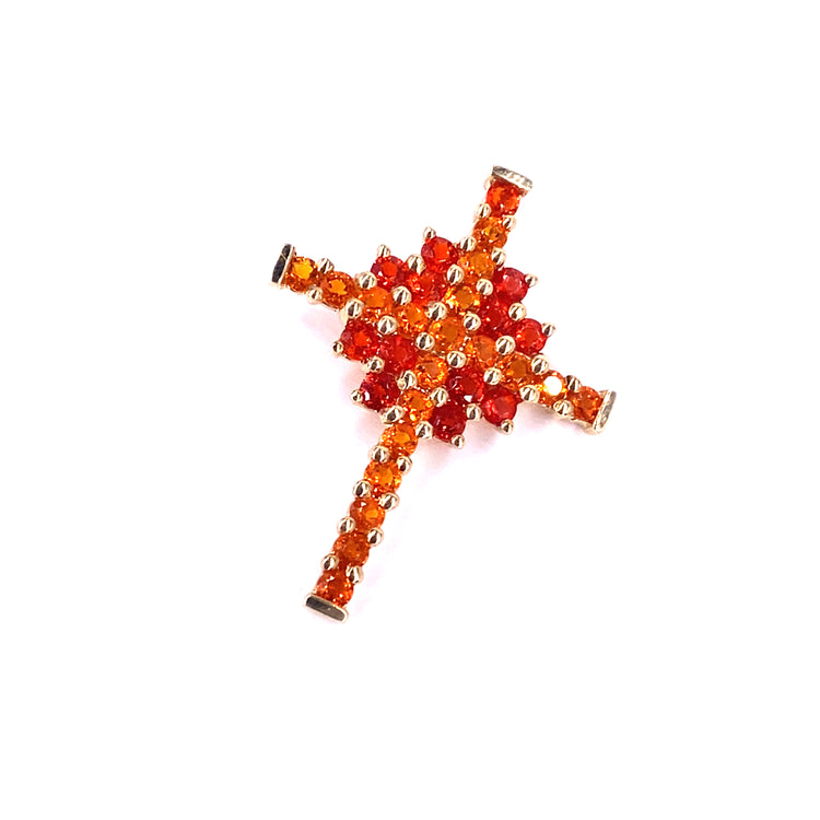 Womens 9ct Yellow Gold Orange Citrine Set Cross - 2.5g