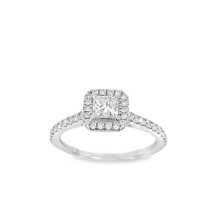 Women’s Platinum ‘Zara’ Princess Halo Natural Diamond Ring - 0.85ct