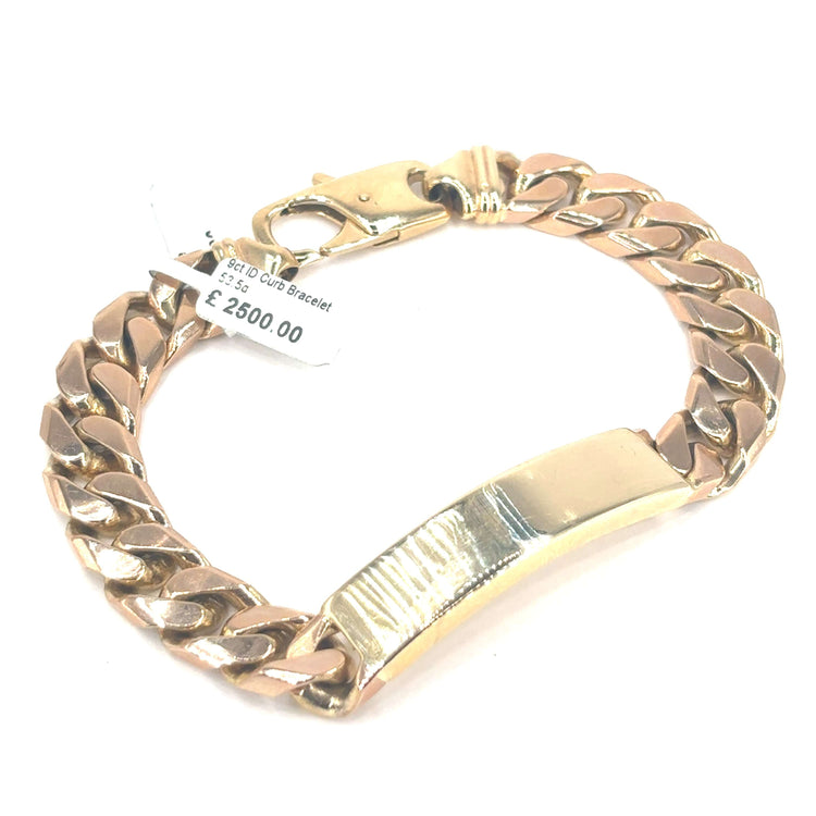 Men’s 9ct Yellow Gold ID bracelet- 53.5g 9”
