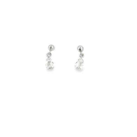 Women’s 9ct White Gold Cz Drop Studs -1g