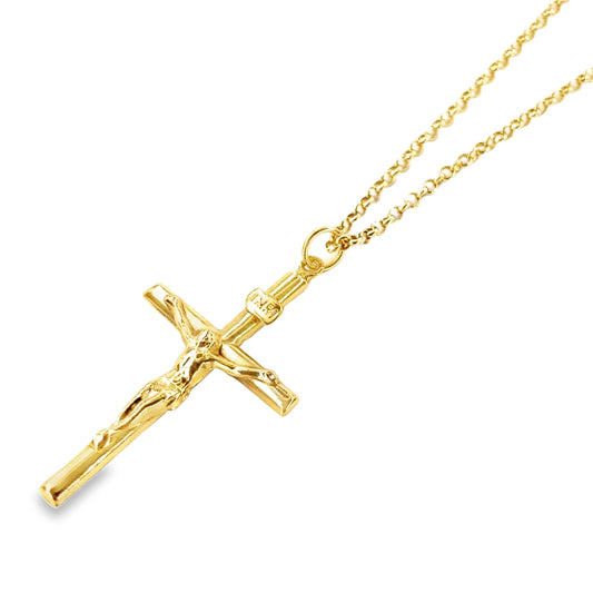 Women’s 9ct Yellow Gold Crucifix & Belcher Chain -4.1g